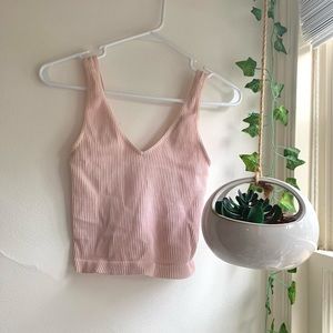 pink cropped tank top